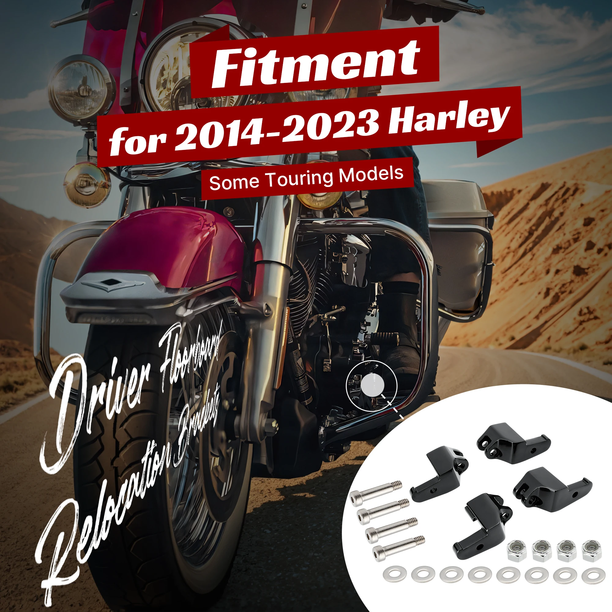 Driver Floorboard Relocation Bracket for Harley 2017-2023 Road Glide & 2017-2023 Freewheeler & 2019-2022 Some Electra Glide