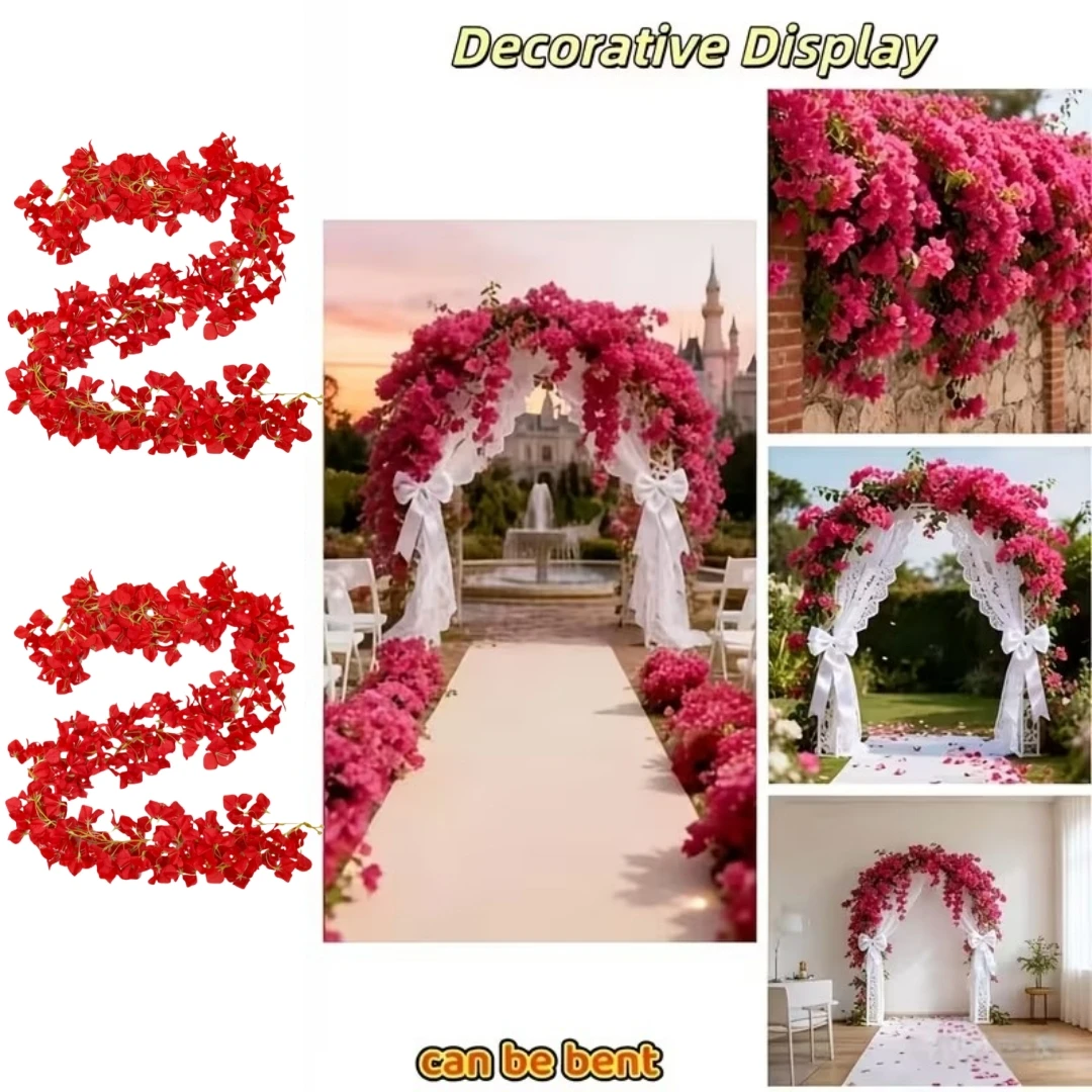 Guirnalda de Buganvillas Artificiales, Flores de Seda, Planta Artificial Colgante, Decoración para Arco de Boda, Pared, Jardín, Hogar, Fiesta, Decoración DIY