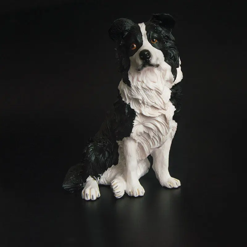Figura de Perro Border Collie Realista, Modelo de Plástico, Simulación de Animal, Juguete de Cognición para Niños, Decoración para el Hogar y Escritorio, Regalo de Cumpleaños