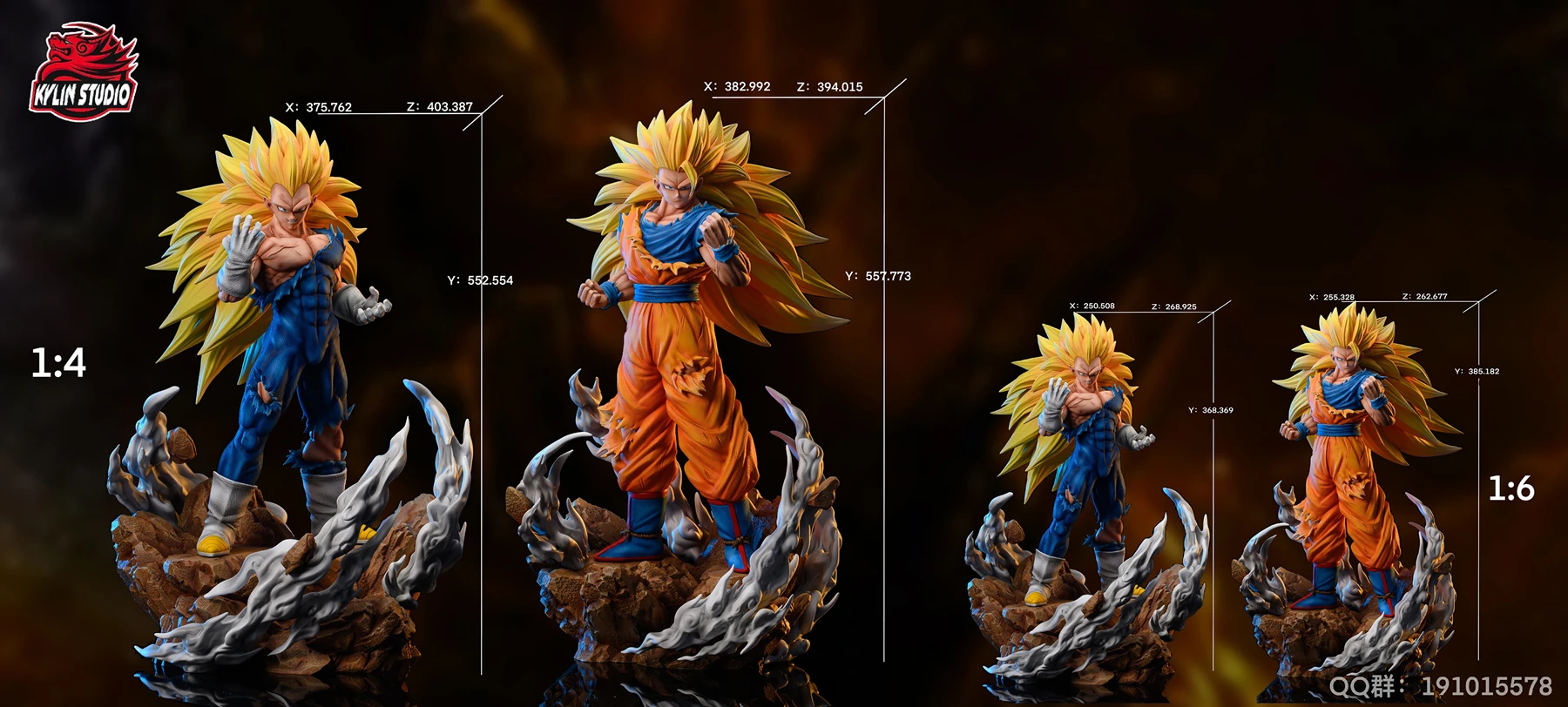 Figura de acción de Anime Kylin Dragon Ball Z, juguete de adorno, Vegeta, Bejita, Son Goku, Kakarotto, Super Saiyan 3, 1/6, 1/4