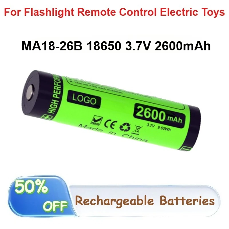 

5 Pcs MA18-26B 18650 3.7V 2600mAh Lithium Battery for Flashlight Remote Control Electric Toys Rechargeable Batteries