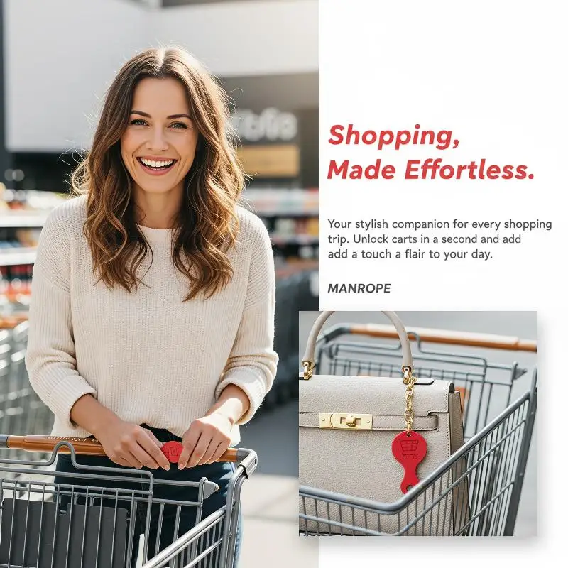 3Pcs Shopping Cart Token Keychain Eco-Friendly 3D Plastic Reusable Trolley Unlock Tool for Family Grocery Trips