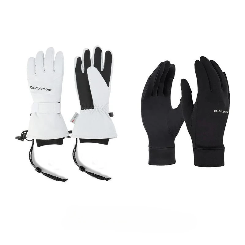 

Genuine Adult 3L Ski Gloves, Thickened Waterproof 2pcs Set Mountaineering Outdoor Skiing Equipment