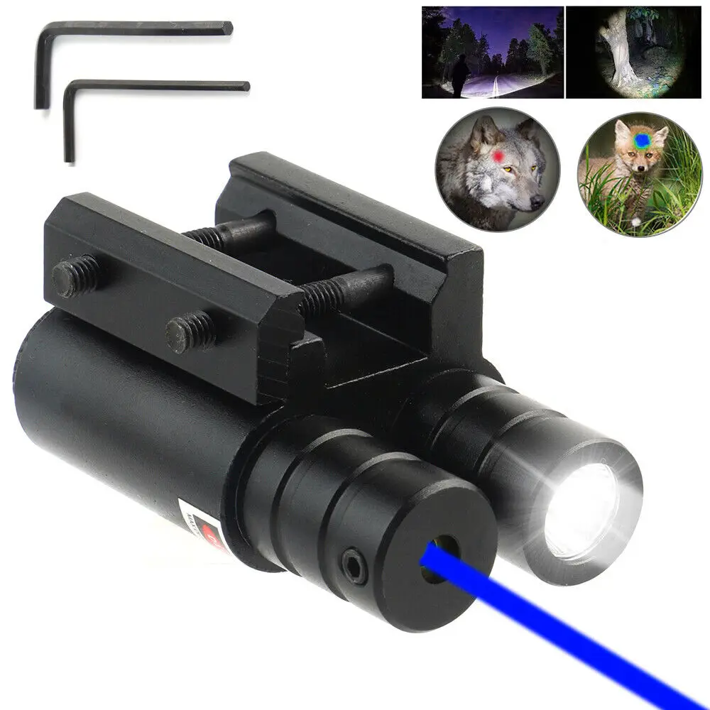 

Blue Laser Dot Sight Tactical LED Gun Flashlight for 20mm Picatinny Rail Mount Hunting Scope