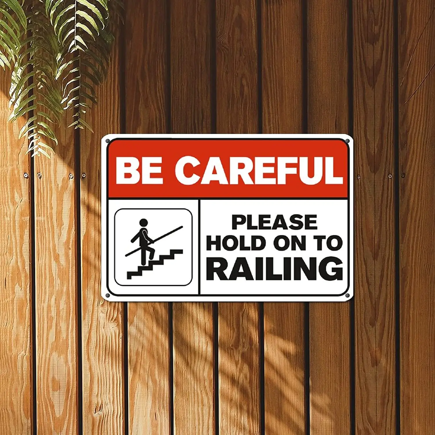 Be Careful Please Hold on to Railing Metal Sign Caution Metal Tin Sign Notice Attention 8x12in Easy to Mount Poster