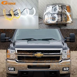 For Chevrolet Silverado 1500 2500 3500 HD Ultra Bright A/W Switchback Crystal DTM Style Led Angel Eyes Kit Halo Rings Day Light