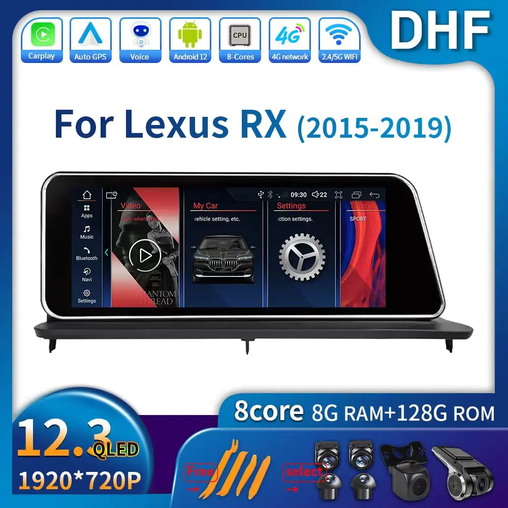 

DHF 12.3 Inch Android 12 Car Radio For Lexus RX RX200 RX350 RX450 2015-2019 Auto Multimedia Player GPS Navigation Stereo Carplay