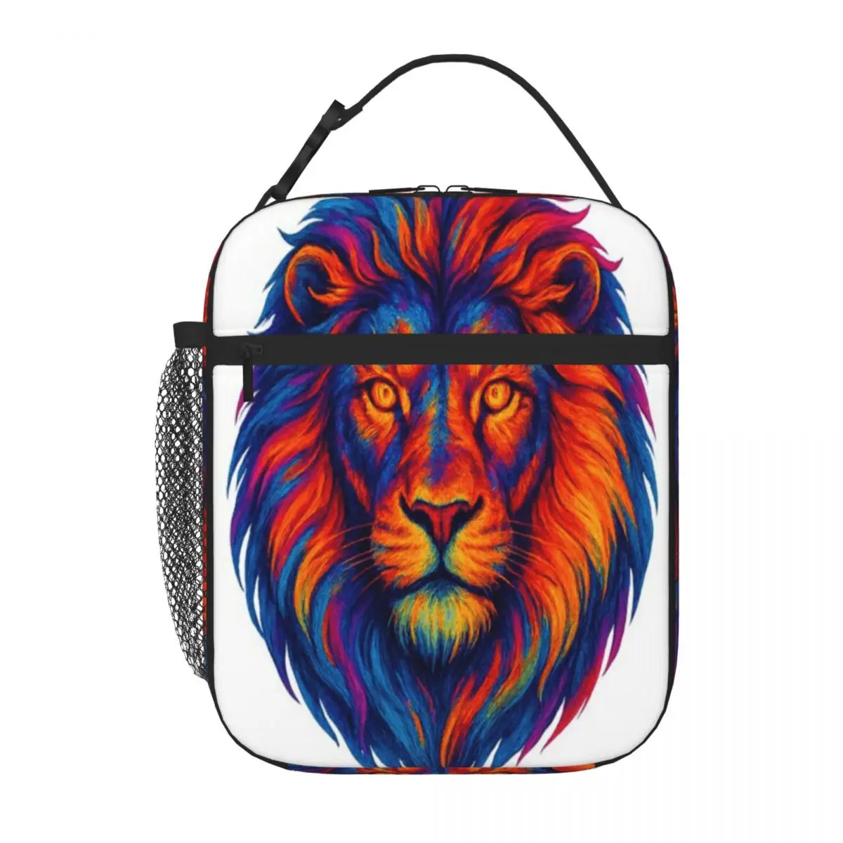 Bestselling Majestic Neon Lion Head - Vibrant Pop Art Colorful Lion Ruffled Adult Lunch Bag Family Outing School Lunch Bag