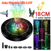 3.5W Fountain Light 7 Colors LED Solar Fountain Light Rotating Fountain with 6 Nozzle Water Pump Outdoor Bird Bath Garden Decor