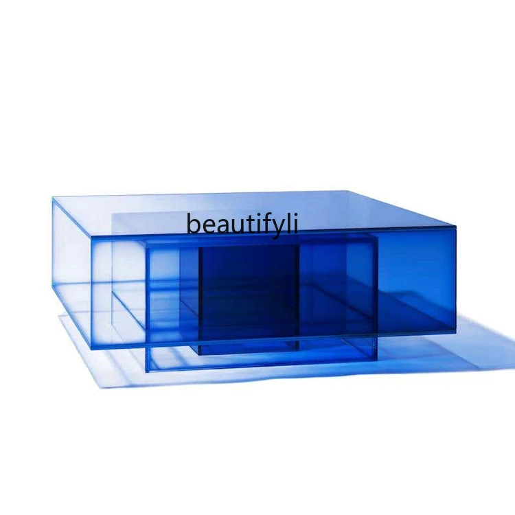 

Modern Light Luxury Designer Creative Acrylic Geometric Square Coffee Table Rectangular Bench for Living Room