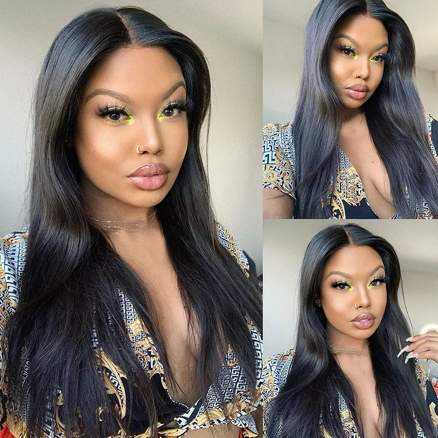 250% Density  Human Hair Brazilian 5x5 Glueless Wear and Go Wig 13x4 13x6 HD Transparent Bone Straight Lace Frontal Wigs image 4