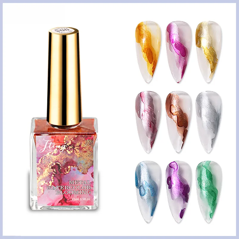 New Manicure Halo Dye Liquid Japanese DIY Metal Pearl Solid Color Amber Halo Dye Liquid Gradient Marble Pattern Nail Polish