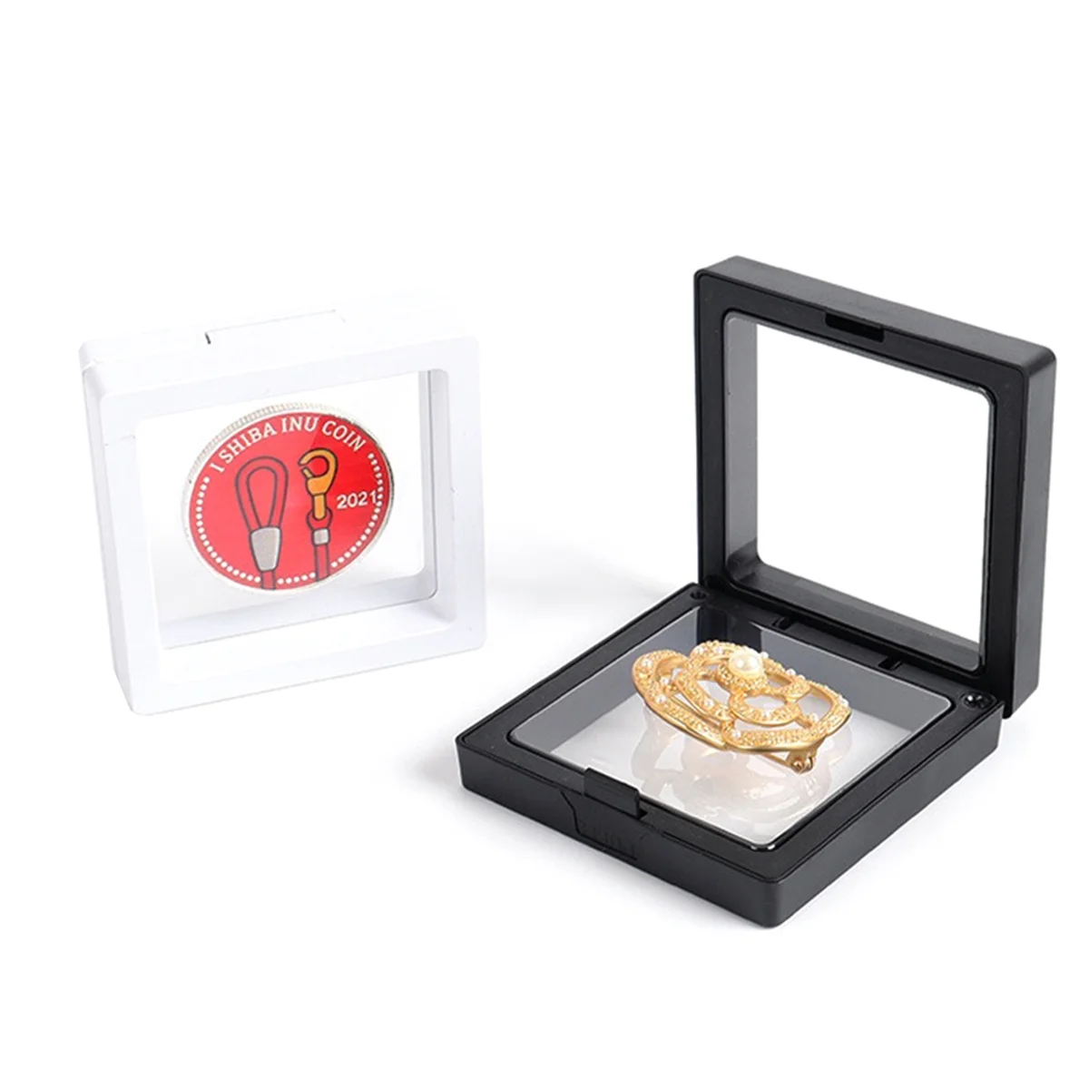 

30 Pcs 3D Floating Coin Display Frame Stand Storage Boxes for Jewelry Ring Earrings Coin Medals Challenge Medal Holder A