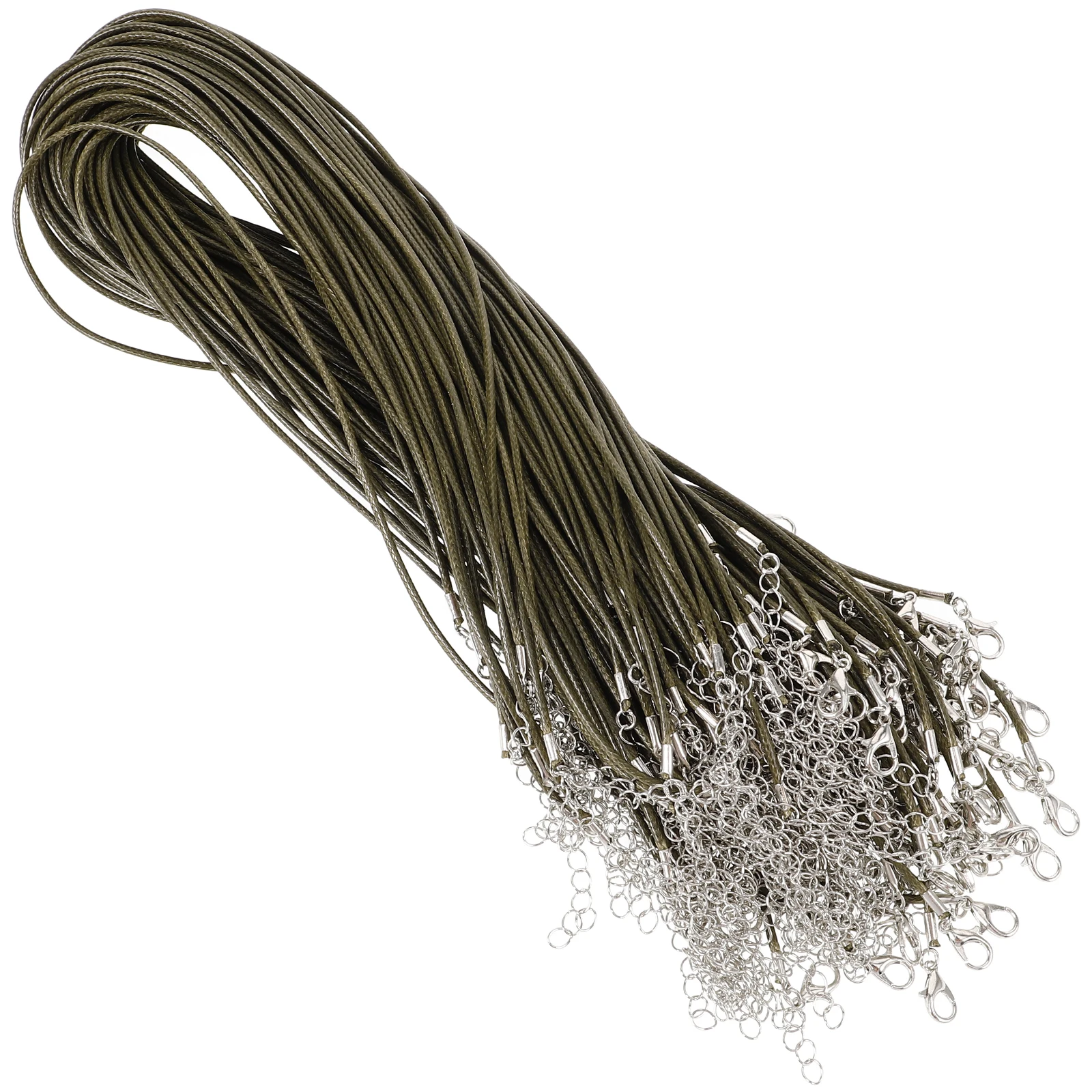 

100pcs Necklace Cords Military Green Wax Line Cord String Clasp DIY Jewelry Making Supplies Bracelet Choker Pendant