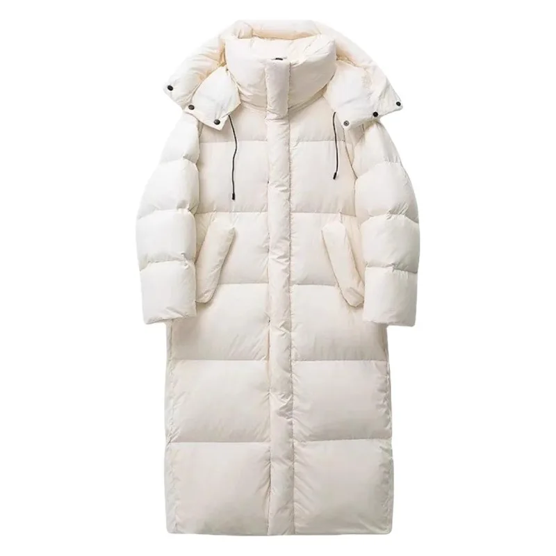 新しいソリッドカラー X ロングストレート冬コート女性パーカー服カジュアルフード付き暖かい冬のジャケット女性の上着