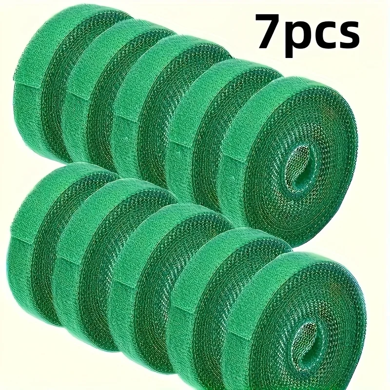 7 Rolls Green Garden Twine Plant Ties Nylon Plant Bandage Garden Hook Loop Bamboo Cane Wrap Support Garden Accessories