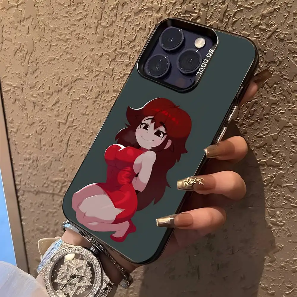 حافظة هاتف Game F-Friday Night Funkin لهاتف iPhone 16,15,14,13,12,11,Pro,XS,Max,Plus,Mini,SE غطاء مقاوم للصدمات من الحلوى السوداء غير اللامعة