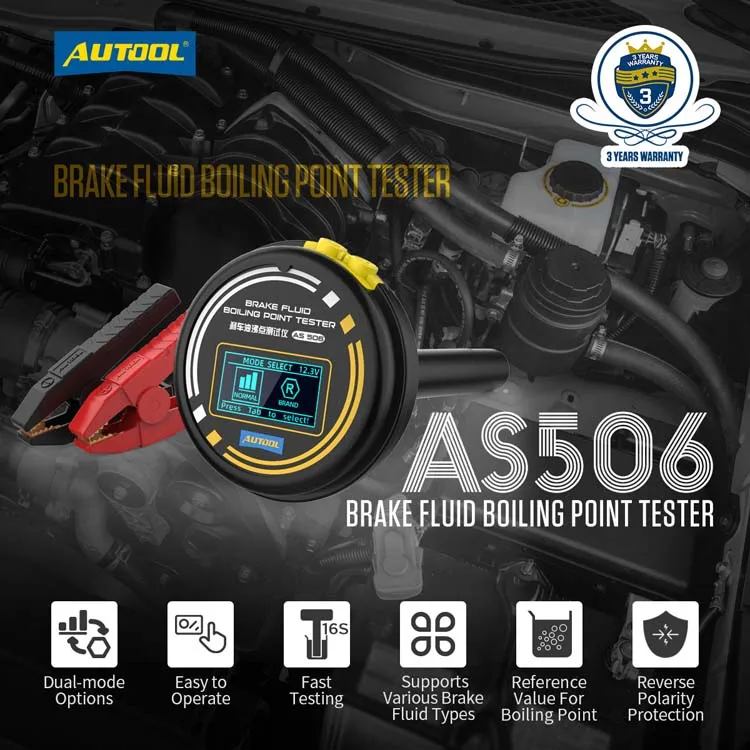 

Newest AUTOOL AS506 Mini Car Dc 12V Lcd Display Fast Brake Fluid Boilling Test Tester for Dot3/ Dot4 /Dot4+/ Dot5/ Dot5.1