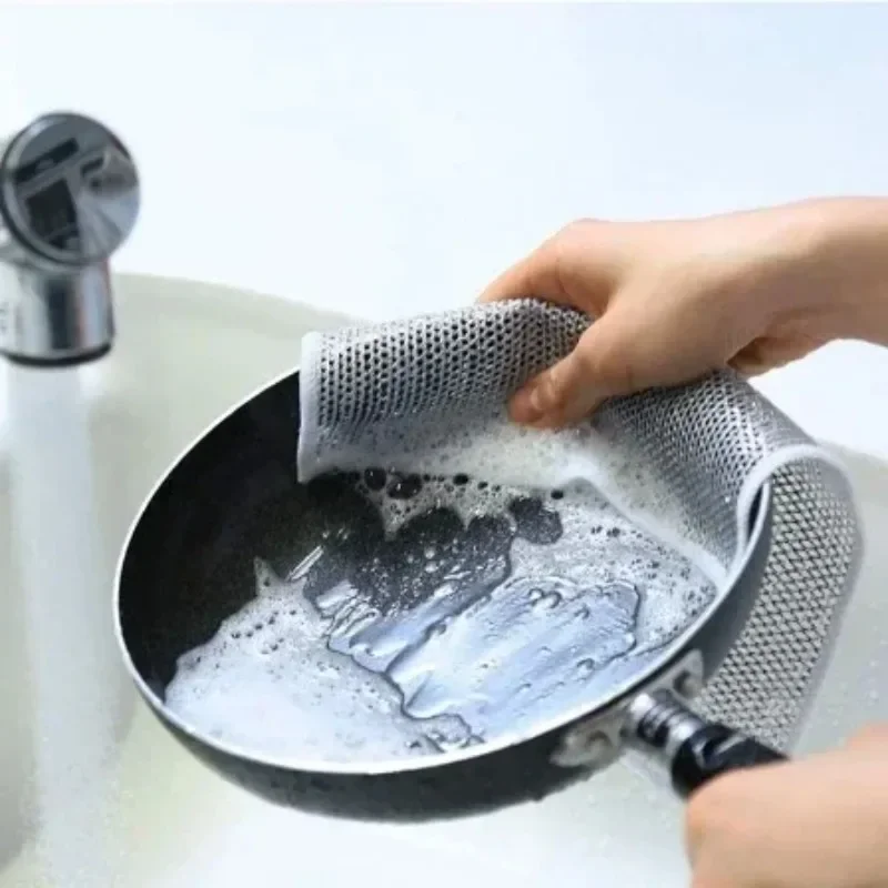 3/1pcs Wire Cleaning Cloths Kitchen Dishcloths Non-stick Oil Iron Dishrag Multipurpose Cleaning Wiping Rags Pan Pot Dishes Cloth