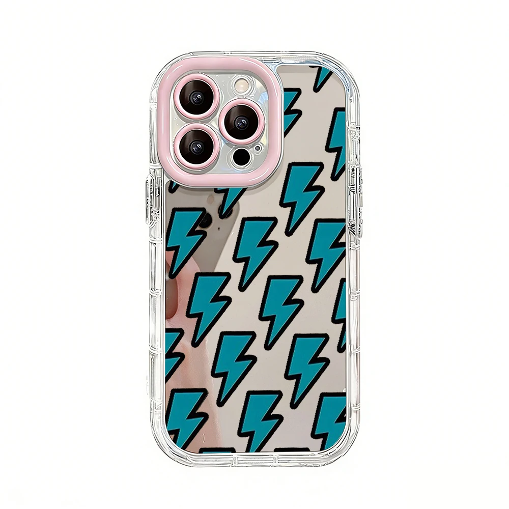 Stilvolle Handyhülle mit Blitzsymbol, Luftkissen und Spiegel für iPhone 16 15 14 13 Pro Max 17 12 11 Pro XR XS MAX 7 8 Plus INS Cover – Detail 1