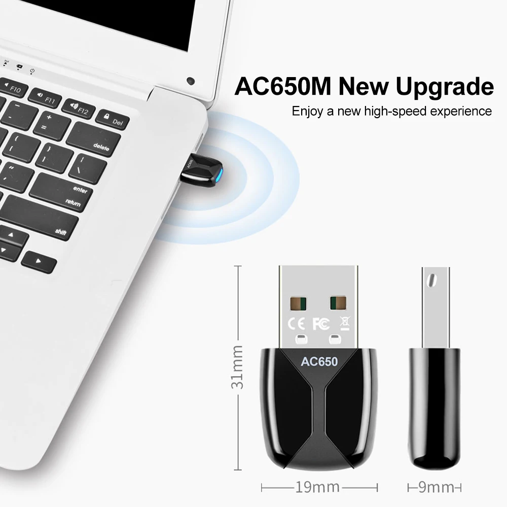 650 Мбит/с USB беспроводной сетевой карты приемник драйвер бесплатный 2,4G/5,8 ГГц двухдиапазонный WIFI сетевой адаптер ключ беспроводной Wi-Fi приемник