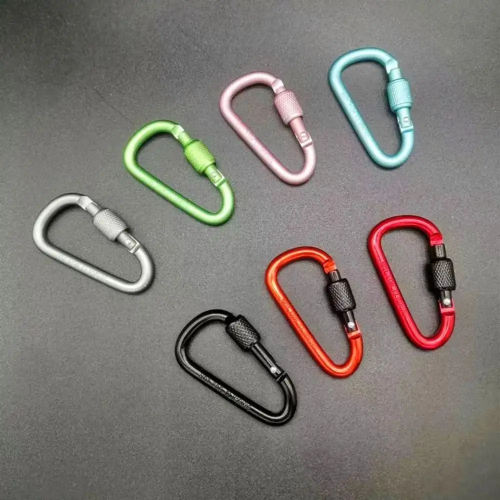 Multi Colors Aluminum Alloy Carabiner Safety Buckle Keychain with Lock Climbing Button D-shape Carabiner Camping Hiking Hook