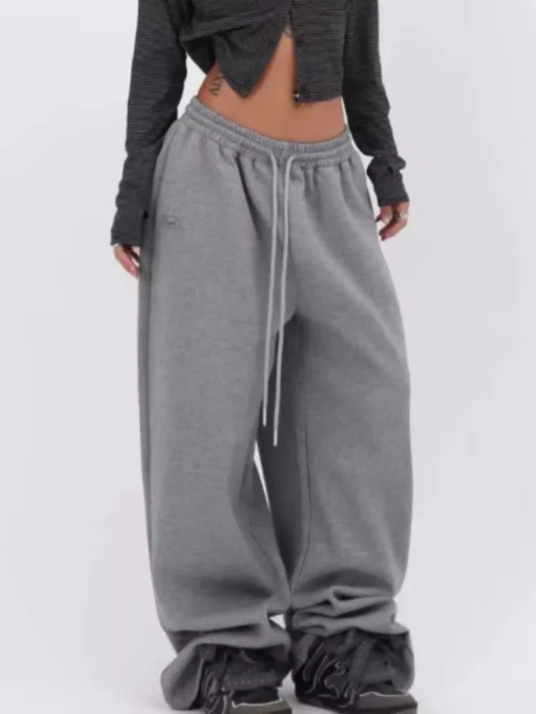 

HOUZHOU Casual Y2k Grey Sweatpants Women Vintage Korean Hip Hop Joggers Pants Oversized Harajuku America Retro Trousers Autumn