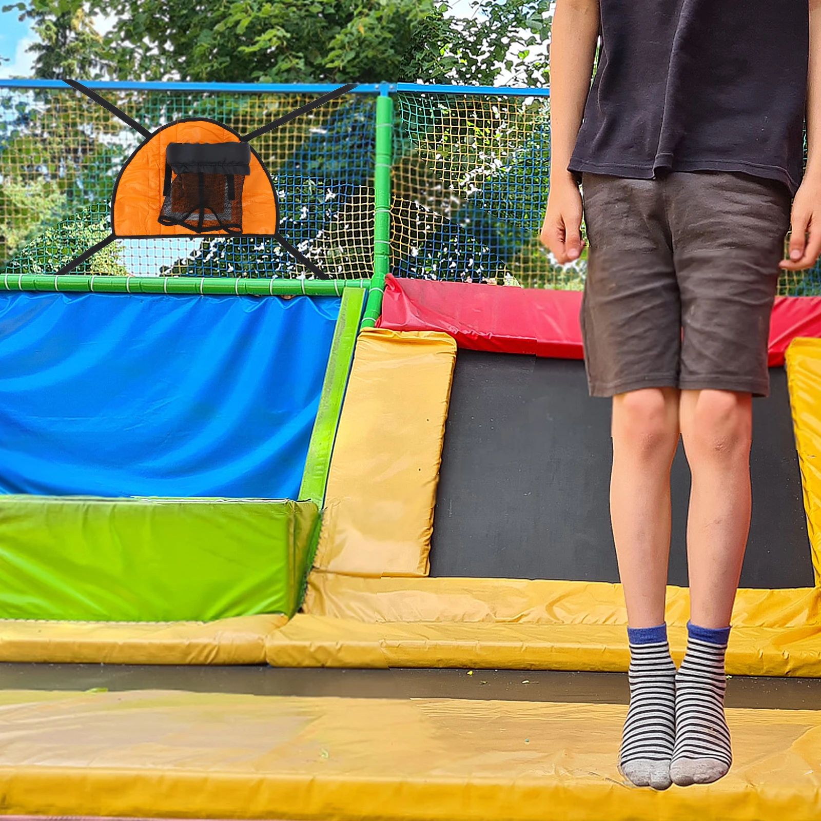 Children's Basketball Hoop Trampoline Frame for Jumping Bed Orange Color Indoor Toy Ball Fun Sports Game Accessories