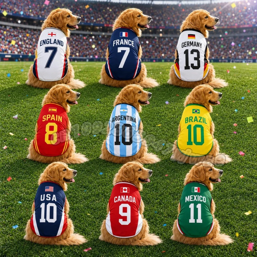 Summer Dog Clothes Spain Brazil Germany print Basketball Clothes Puppy T-Shirt Summer Pet Cat Shirts For  soccer fans  Dogs