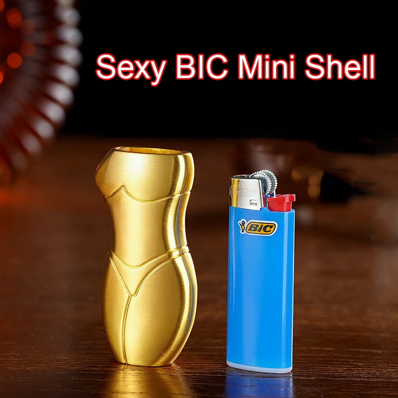 Creative Sexy Lady Case BIC Lighter Mini J25 Metal Alloy High-Quality BIC J5 Decorative Shell Wholesale Silver Golden