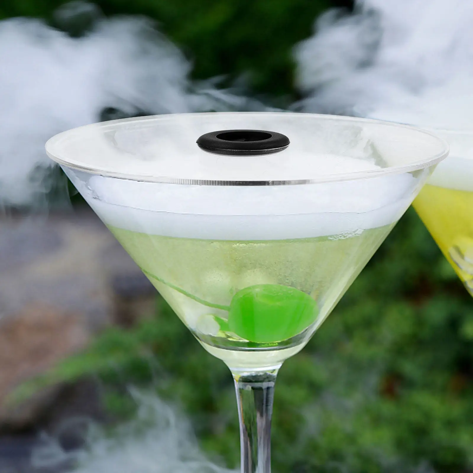 2Pcs Cocktail Glass Smoke Infuser Lids Acrylic Round 4.72inch Whiskey Cover Bar Home Party Bartending Tool Aroma Preserve Lid
