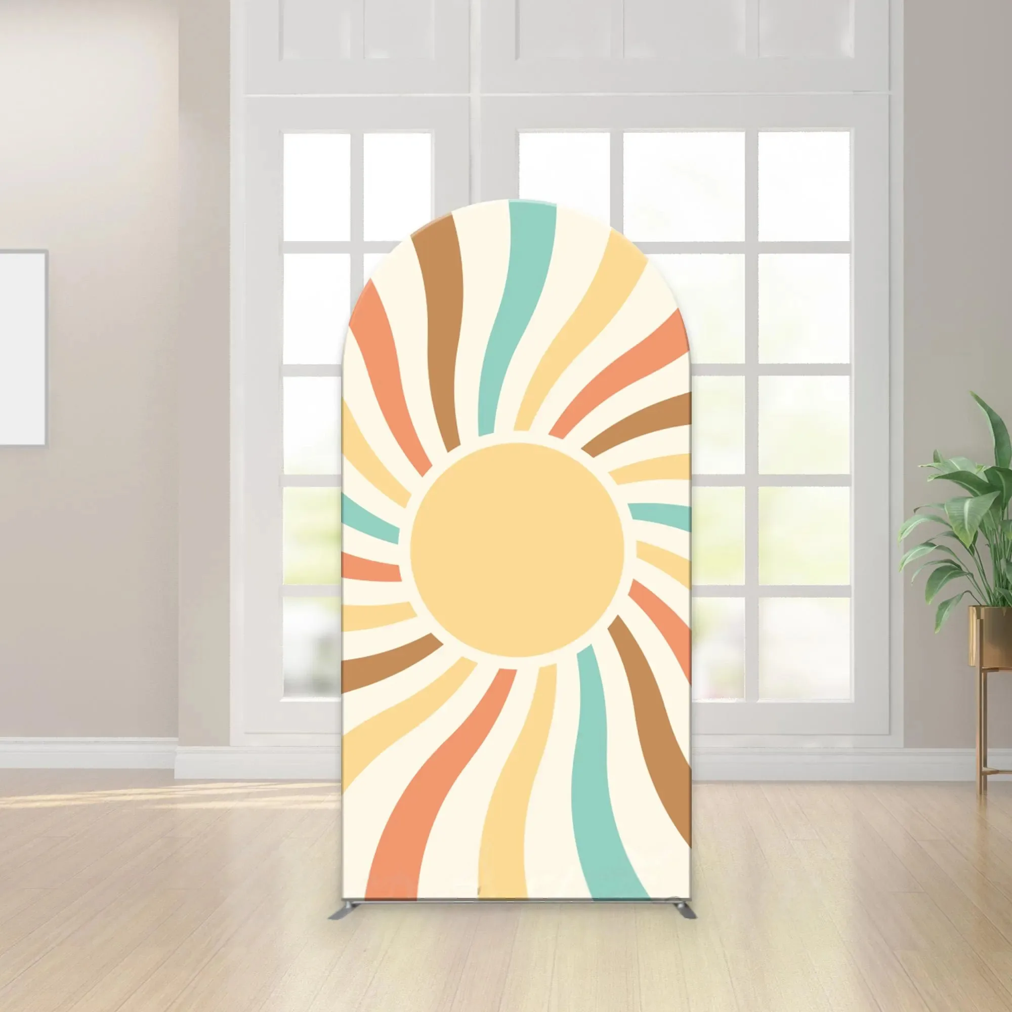 

Двусторонний фон-арка Mehofond Custom «Солнце и радуга» для дня рождения ребенка, вечеринки в честь рождения ребенка, декор для фотозоны Chiara