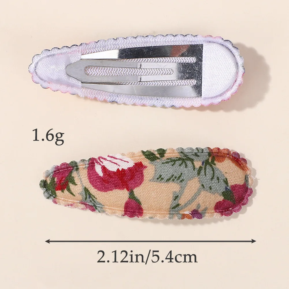 20 قطعة لون عشوائي الطفل BB مشبك شعر القطن زهرة ليوبارد طباعة بوبي دبوس الشعر الدانتيل الحلو عادي مخطط الفتيات أغطية الرأس هدية