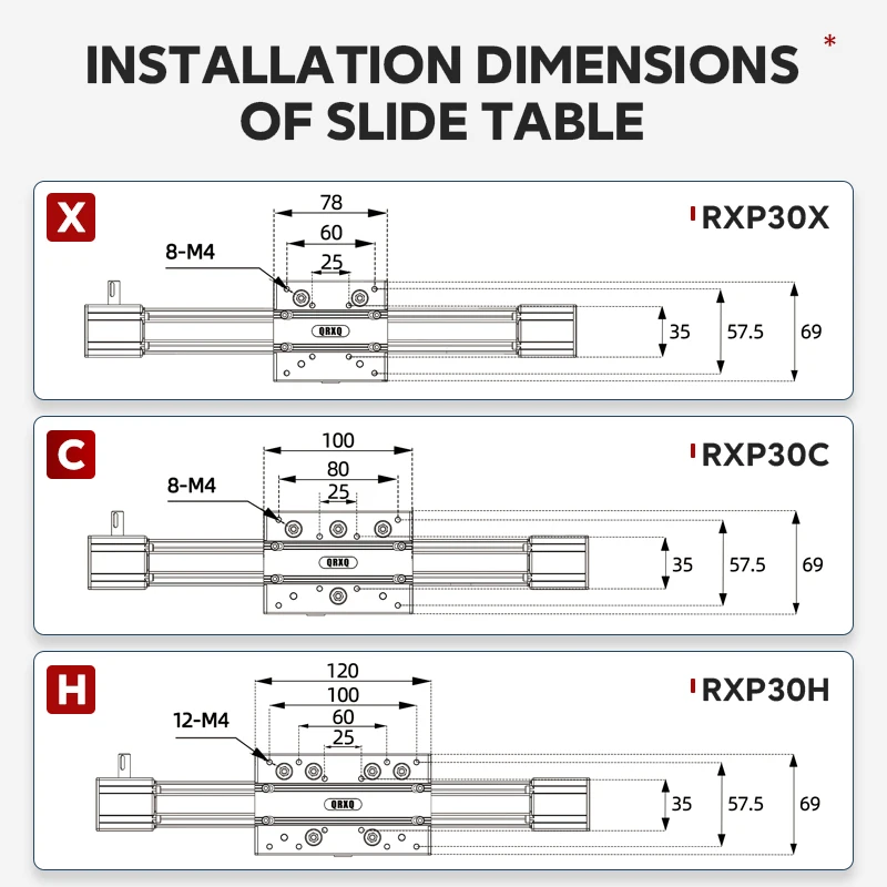RXP30 Mobile Guide Slide Synchronriemen-Linearmodul Cross Linear Track 3D-Drucker-Sprühmaschine mit Servomotor