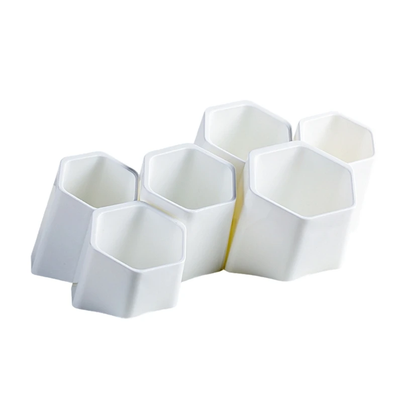 Organizador bolígrafos multifuncional, 6 compartimentos, soporte oblicuo para brochas maquillaje