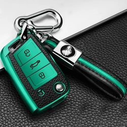 Capa de couro tpara chave remota de carro, proteção para skoda volkswagen mk/ g7/golf 7/golf r for skoda ocseat