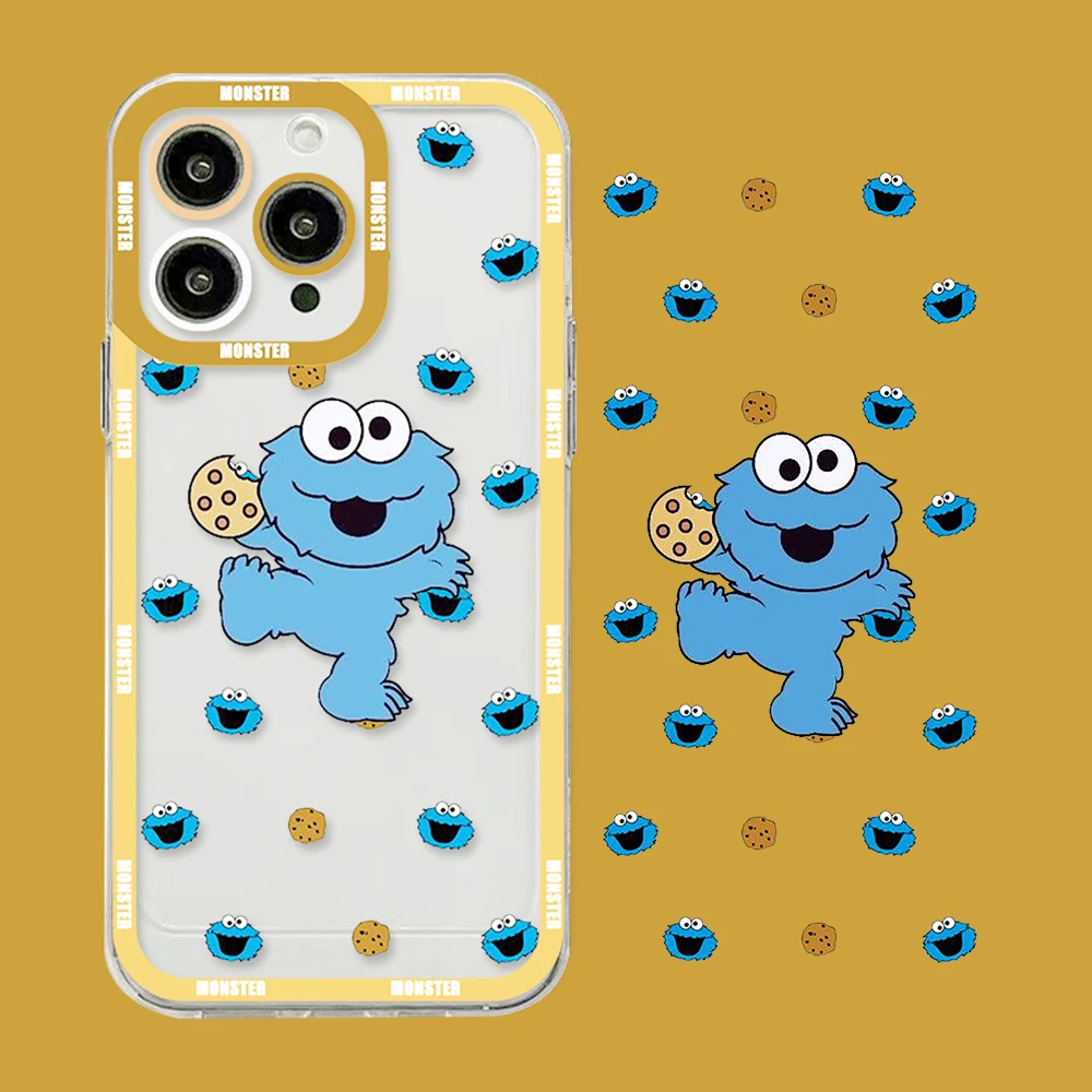 Cartoon Cookie M-Monster Phone Case for IPhone 15 14 13 12 Mini 11 Pro Max X XR XS 7 8 SE Plus Soft Silicone Transparent Cover