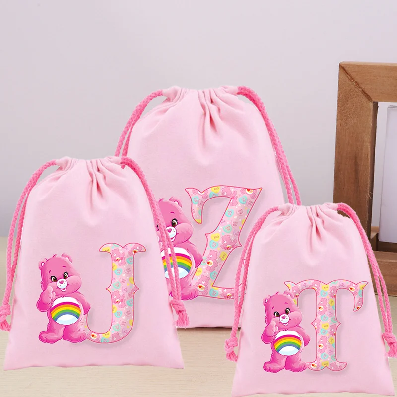 

Care Bears, милые сумки на шнурке, мультяшный аниме-узор, буквенный принт A-Z, сумка для хранения мелких предметов, мини-сумки для мальчиков и девочек, подарки, новинка