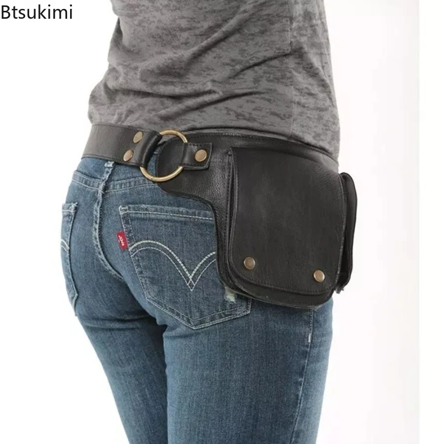 

Средневековый панк-кишеня из искусственной кожи, унисекс, косплей, пояс с ремешком викингов, сумка для охоты, поясная сумка, регулируемая сумка на молнии и пуговицах