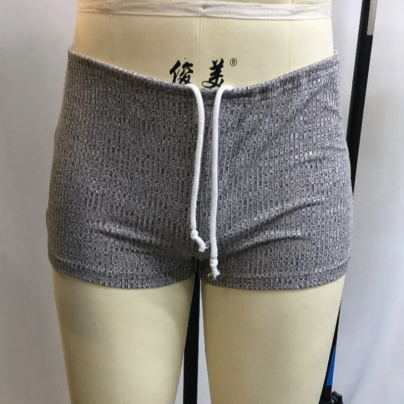 Summer Men's Soft and Comfortable Shorts , Men's Lace-up Elastic Pure Cotton Shorts , Sexy Mini Casual Sports and Fitness Pants
