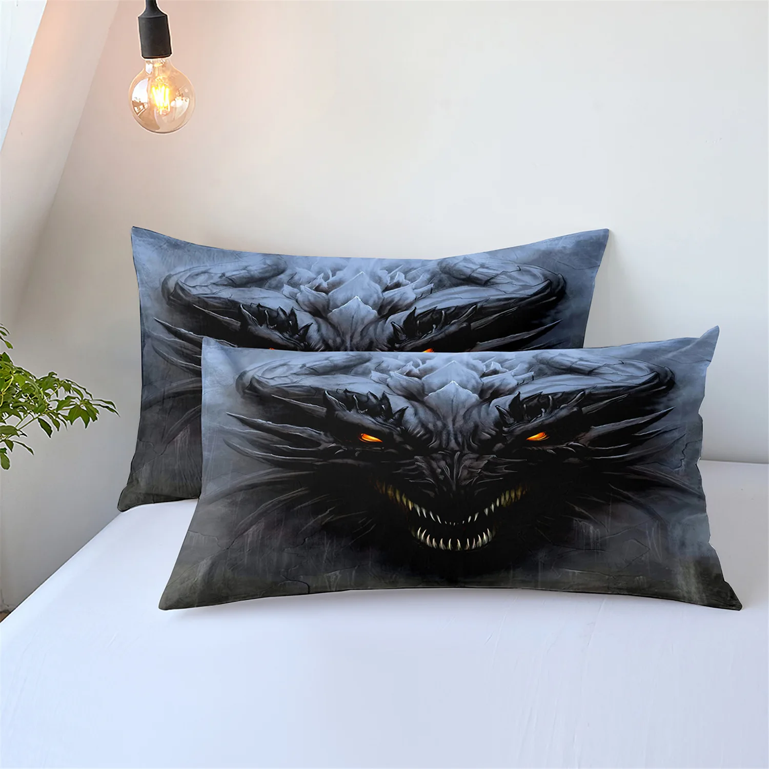 Dragon Duvet Cover Set 3D Flying Dragon Printed Bedding Quilt Cover Set 3 Pieces Soft Microfiber Bedding Quilt Cover with Zipper