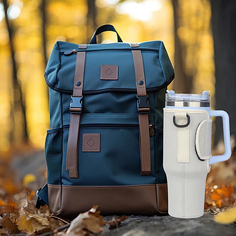 (BF06)40oz Water Bottle Carrier Bag Adjustable Shoulder Strap Mug Cups Sleeve Solid Color Bottle Holder For Outdoor Hiking