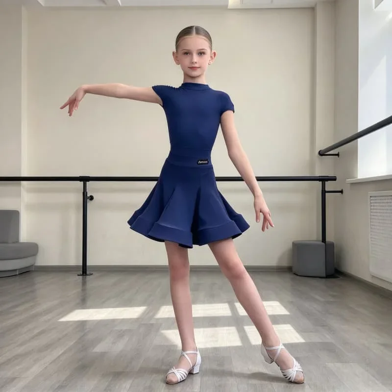 high neck latin american skirts training Competition Professional tango dance cha cha rumba dance costumes practise wear girls