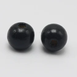 25 Black Round Wood Beads 20mm Large Wooden Beads