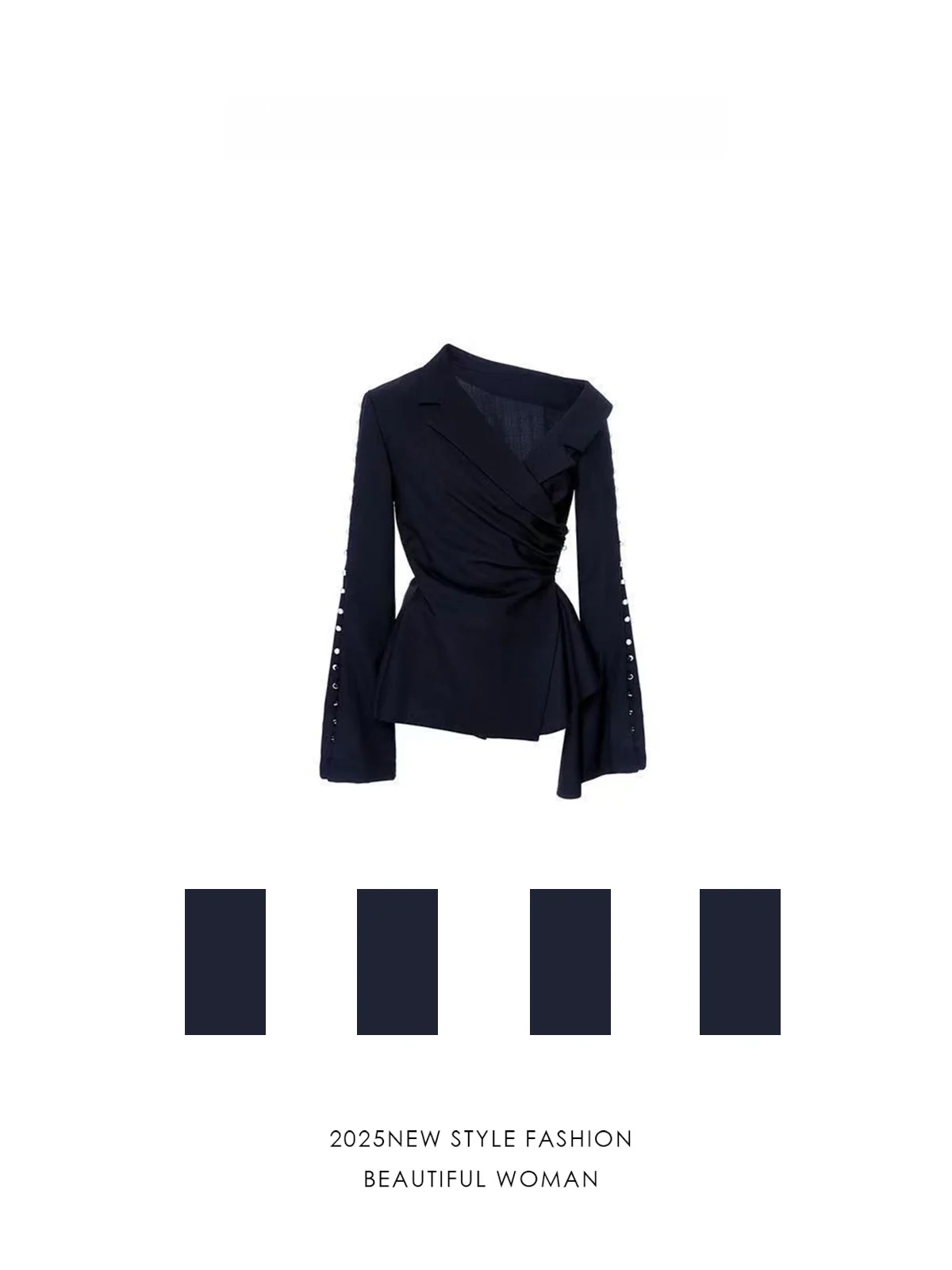 

Женский облегающий топ с высокой талией и прямым кроем, длинный рукав, V-образный вырез, полиэстер, для повседневной носки