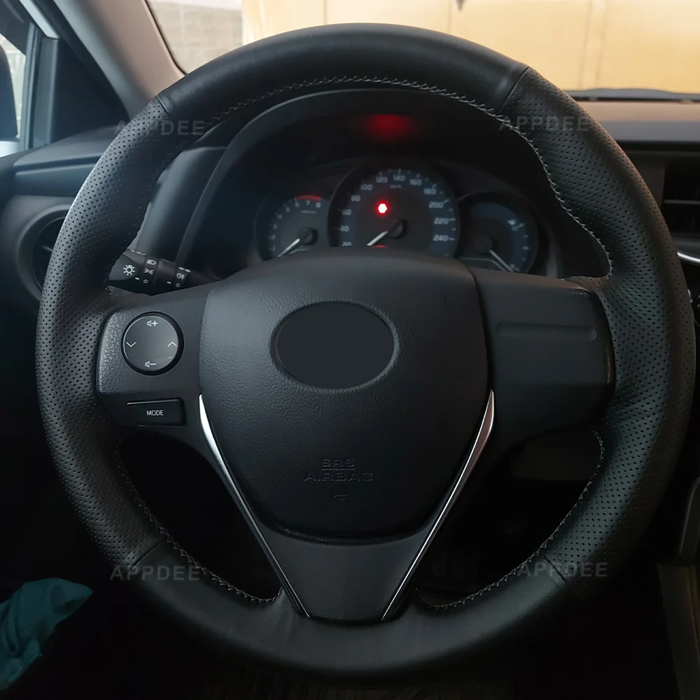 

APPDEE черный чехол на руль автомобиля из натуральной кожи для Toyota RAV4 2013-2018 Toyota Corolla 2014-2017 Auris 2013-2016