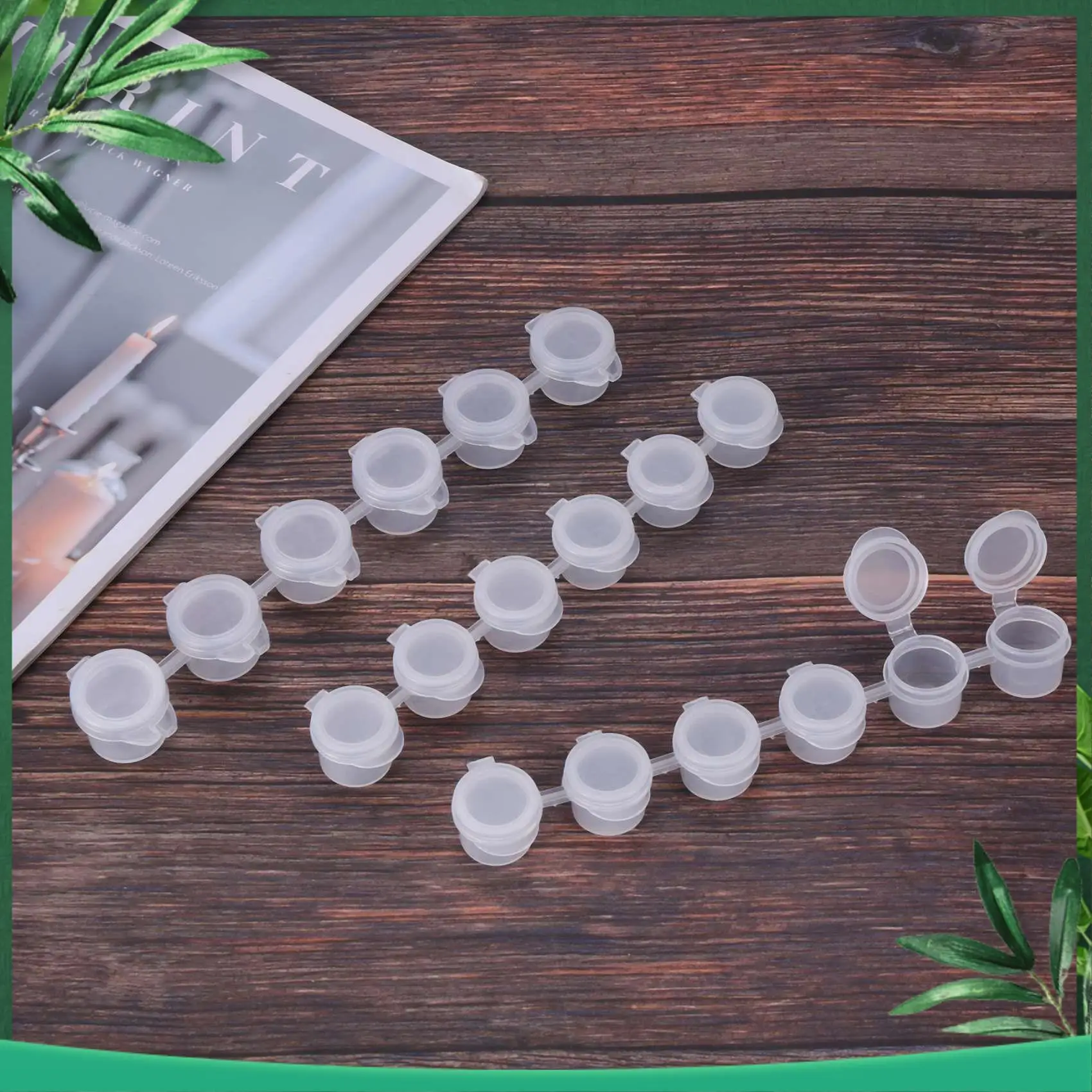 

(NEW) 50 Strips Paint Pots Strips,300 Pots 2Ml/0.07 Oz Empty Paint Cup Pots With Lids, For Classrooms Paintings Art Festivals