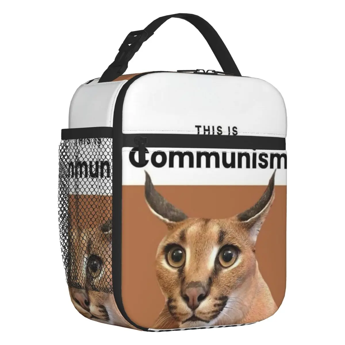 Communism Floppa Cute Meme Insulated Lunch Bag for Outdoor Picnic Caracal Cat Portable Thermal Cooler Bento Box Women Children