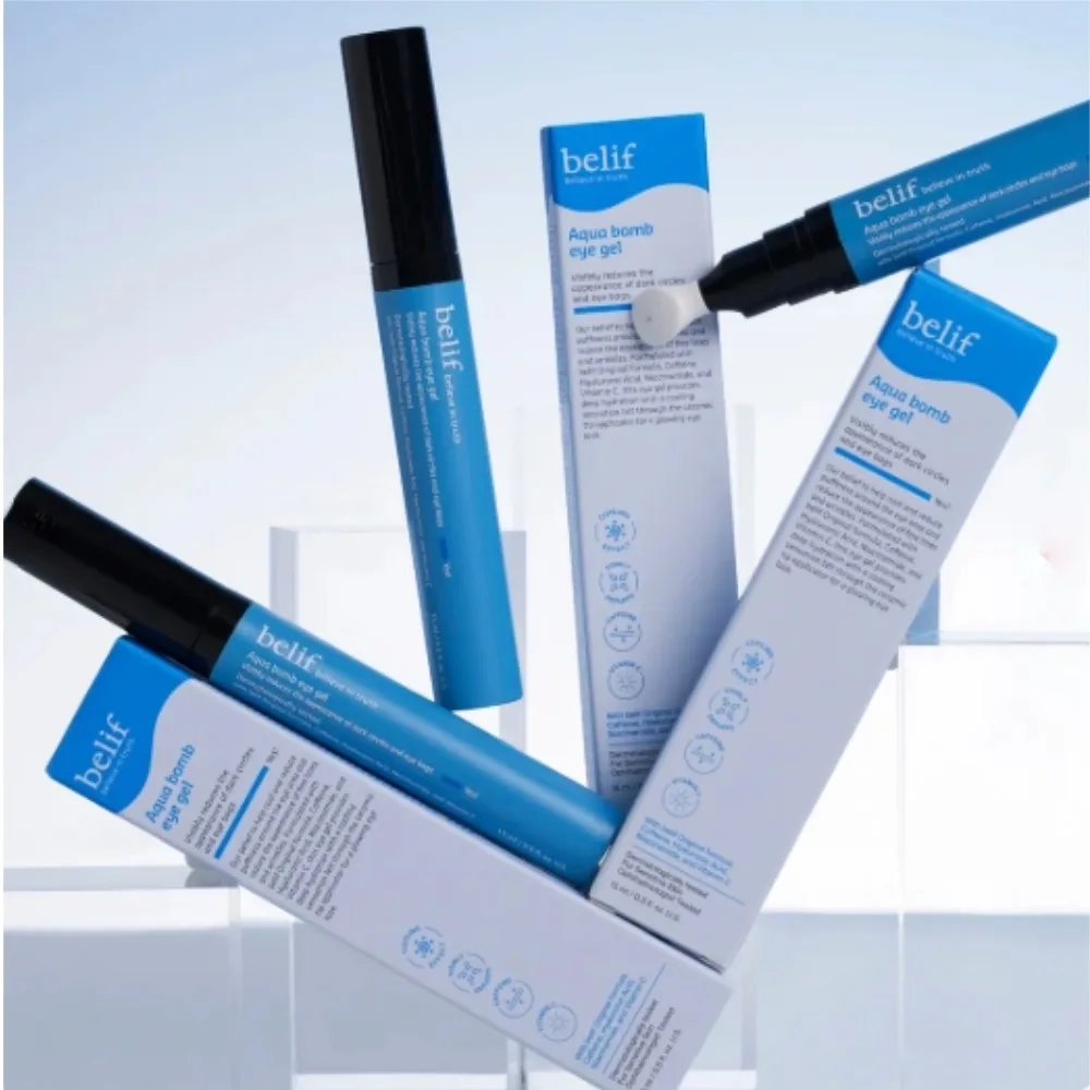 

15 мл корейский Belif Aqua Bomb гель для глаз кофеин ниацинамид уход за глазами уменьшает темные круги отечности с охлаждающим керамическим наконечником уход за глазами