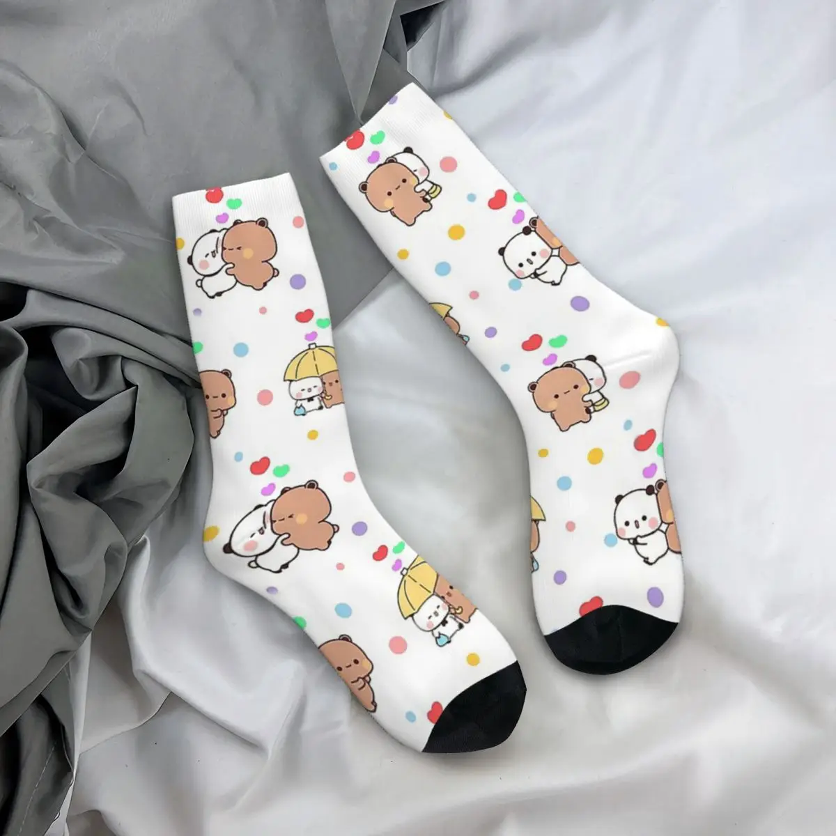 Men\'s Socks Panda Bear Cute Dudu Bubu Hugging Retro Harajuku Cute Cartoon Hip Hop Seamless Pattern Crew Crazy Sock Gift Printed